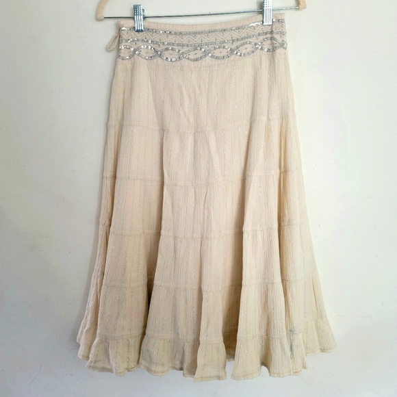 Cotton Creme Gauzy Tiered Midi Skirt size 10 (girls) size 2 (womens) - Picture 3 of 12